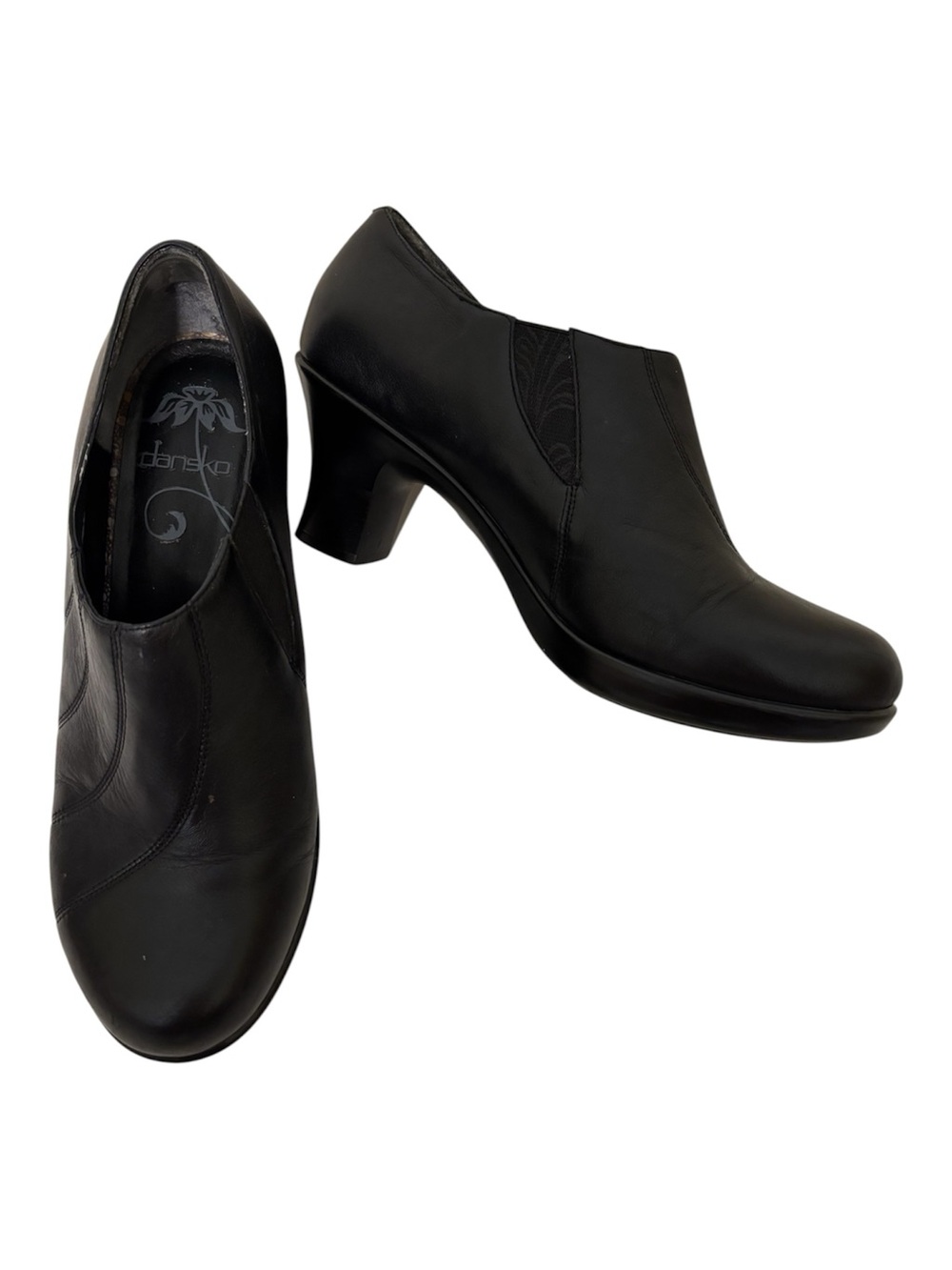 DANSKO Black Leather Heeled  Booties Size 39 (8.5)